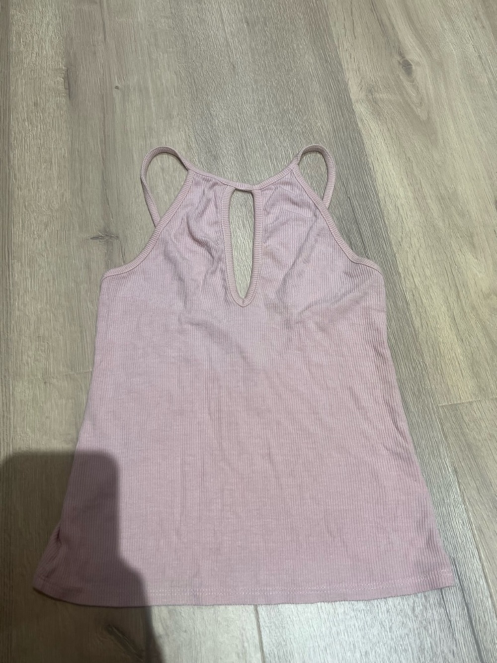 La Hearts Ribbed Keyhole Tank Top - Light Dusty Pink